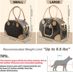 Fashion Dog Carrier PU Leather Dog Handbag Dog Purse Cat Tote Bag Pet Cat Dog Hiking Bag, Brown, Large 42 * 29 * 18Cm