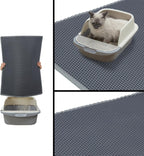 Cat Litter Mat, Litter Box Mat, Large Double Layer Waterproof Proof Trapping Mat, Non-Slip Design, Kitty Litter Rug, Cat Supplies, Easy to Clean, 24X15 Inch, Grey, Pack of 1