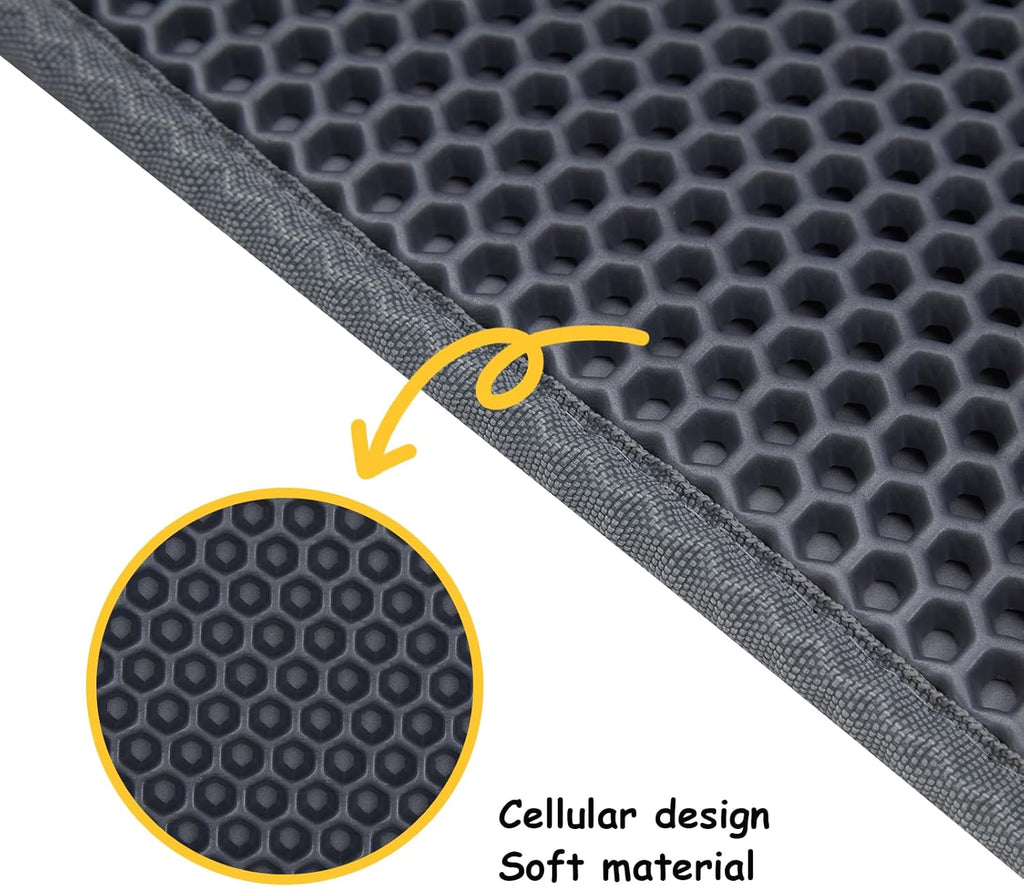 Cat Litter Mat, Litter Box Mat, Large Double Layer Waterproof Proof Trapping Mat, Non-Slip Design, Kitty Litter Rug, Cat Supplies, Easy to Clean, 24X15 Inch, Grey, Pack of 1