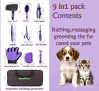 Cat Grooming Kit 9-Packs Kitten Puppy Grooming Kit for Dogs | Pet Dog Cat Rabbits Bath Grooming Tools Brush Kit Dog Nail Clippers and Cat Trimming Tools for Short Long Hair Dog Cat
