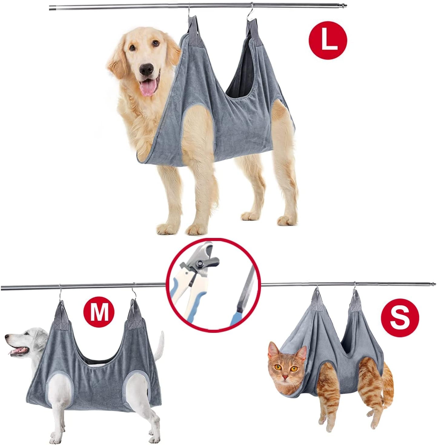 Ultimate Dog Grooming Hammock - The Perfect Pet Helper for Stress-Free Nail Trimming and Bathing (Medium, Grey)