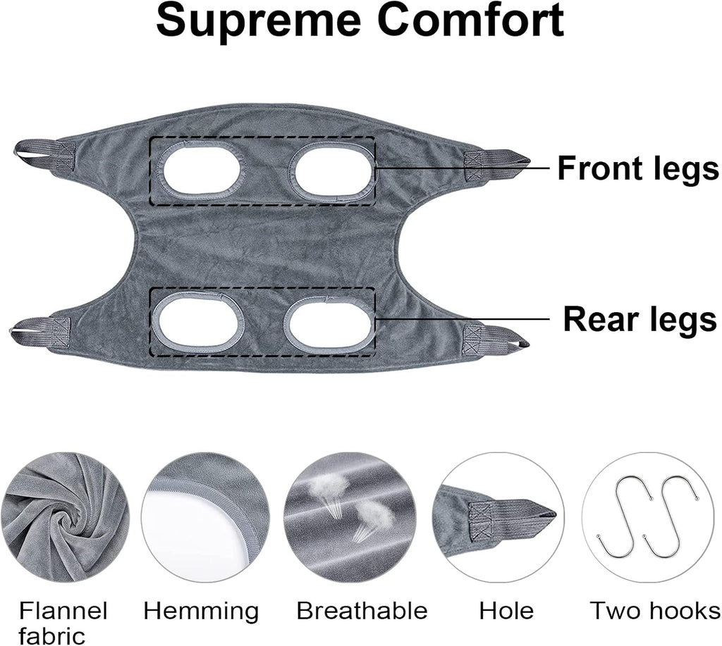 Ultimate Dog Grooming Hammock - The Perfect Pet Helper for Stress-Free Nail Trimming and Bathing (Medium, Grey)