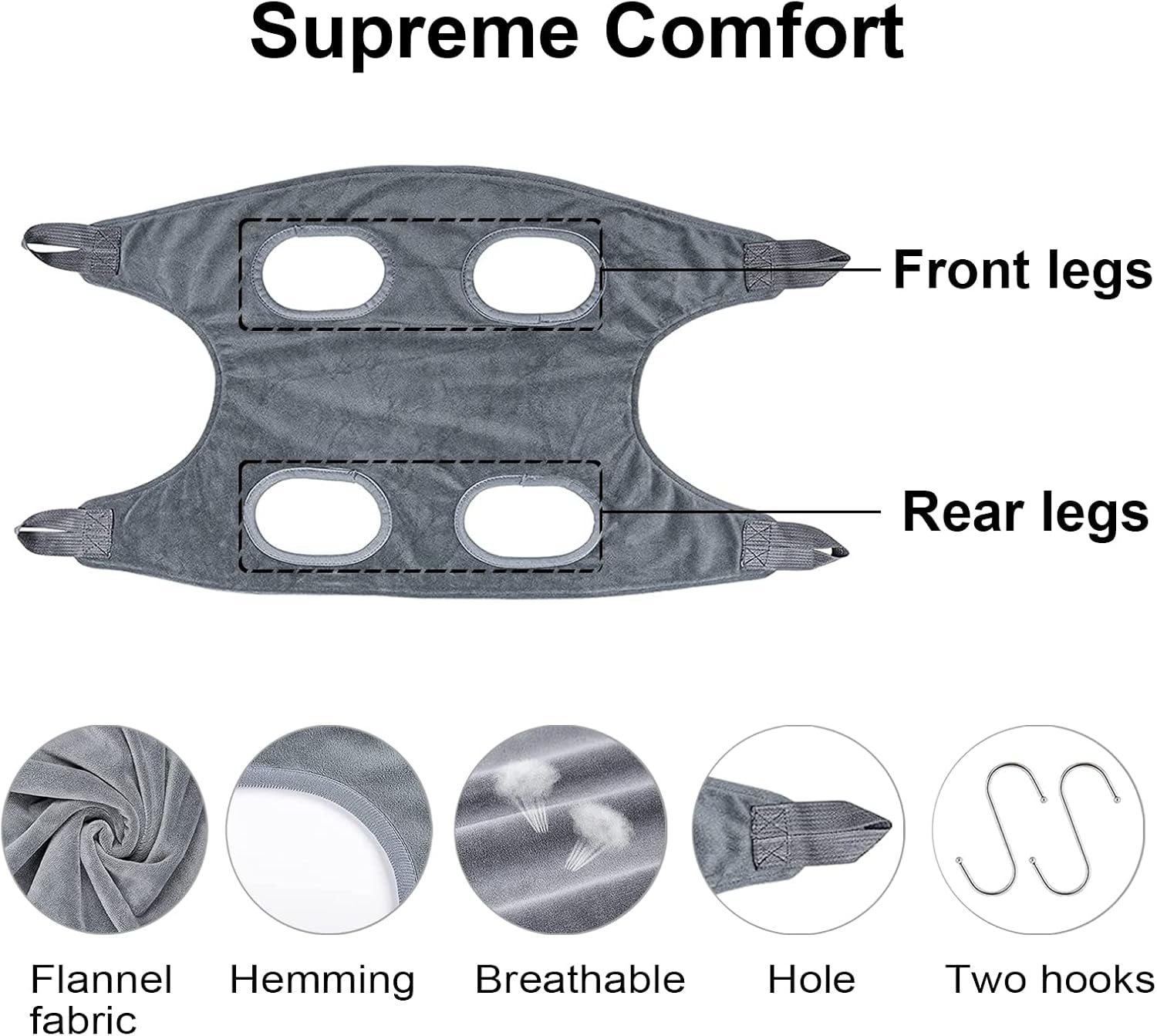 Ultimate Dog Grooming Hammock - The Perfect Pet Helper for Stress-Free Nail Trimming and Bathing (Medium, Grey)