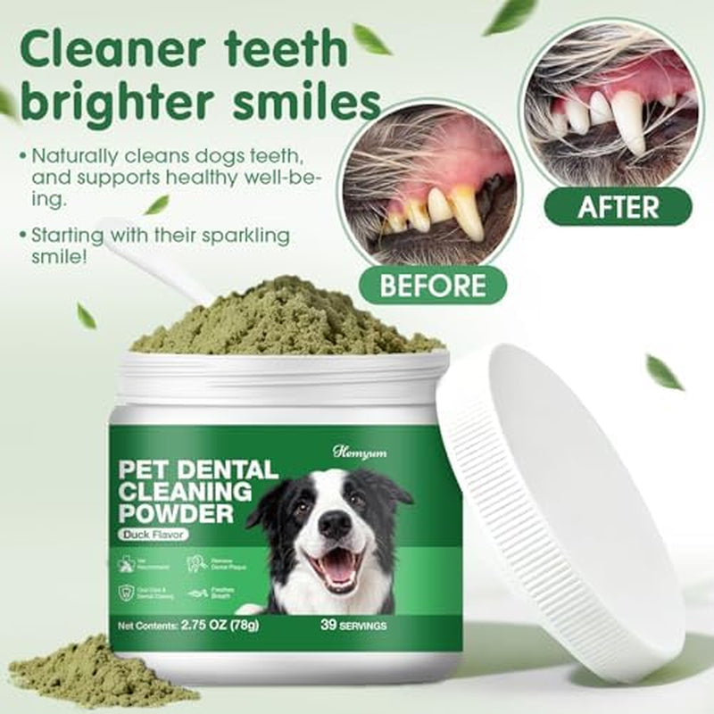 Revolutionary Dog & Cat Dental Powder - Natural Herbal Formula for Fresh Breath, Tartar & Plaque Reduction - No Brush Needed, Easy Pet Food Additive (2.75Oz)