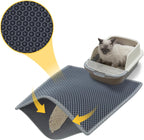 Cat Litter Mat, Litter Box Mat, Large Double Layer Waterproof Proof Trapping Mat, Non-Slip Design, Kitty Litter Rug, Cat Supplies, Easy to Clean, 24X15 Inch, Grey, Pack of 1