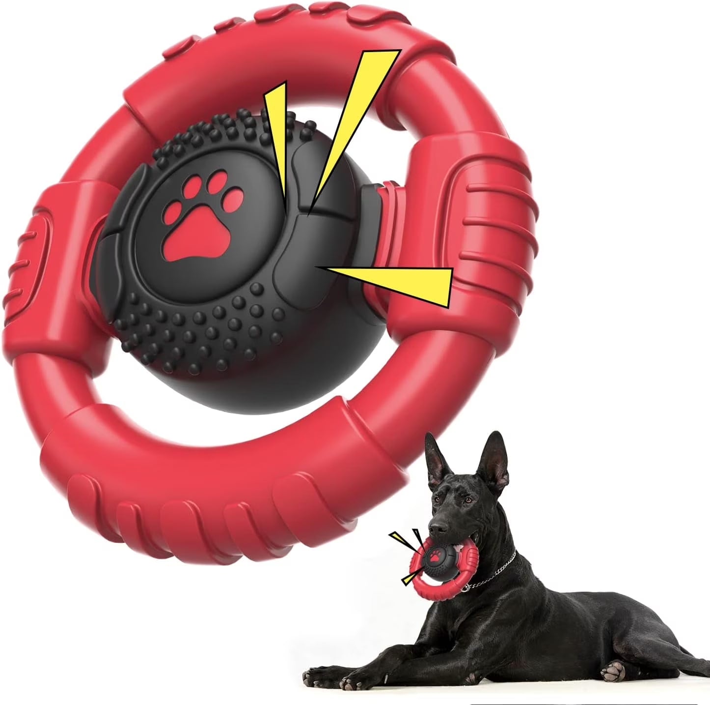 Ultimate Extreme Tough Dog Chew Toy - Indestructible Squeaky Steering Wheel for Aggressive Chewers - Perfect for Large Dogs & Endless Fun!