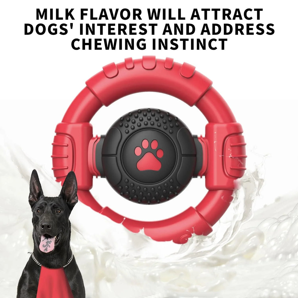 Ultimate Extreme Tough Dog Chew Toy - Indestructible Squeaky Steering Wheel for Aggressive Chewers - Perfect for Large Dogs & Endless Fun!