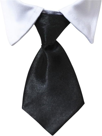 Chic Dog Necktie Tuxedo Set with Adjustable Cotton Collar for Small to Large Dogs