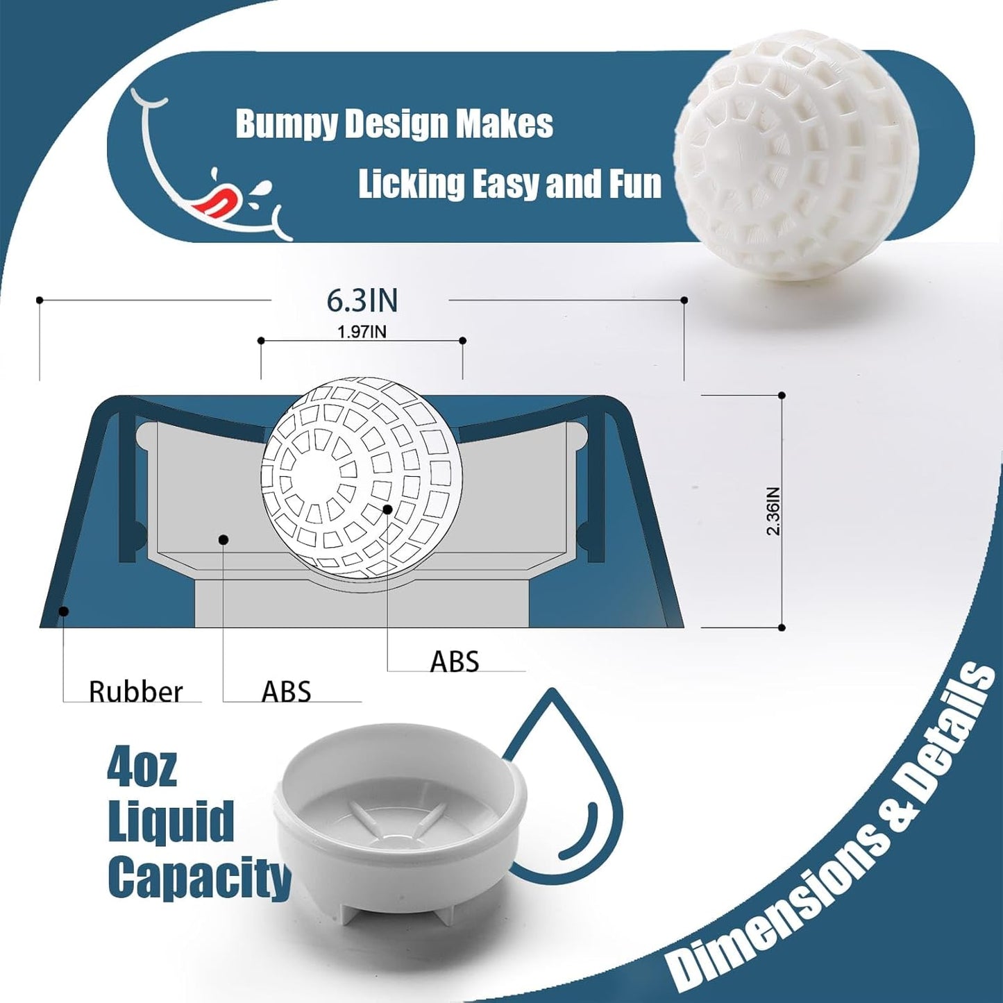Lick and Roll Bowl for Dogs - The Ultimate No-Mess Slow Feeder for Bone Broth, Yogurt & Supplements | Perfect for Puppies, Seniors, and Post-Op Nutrition