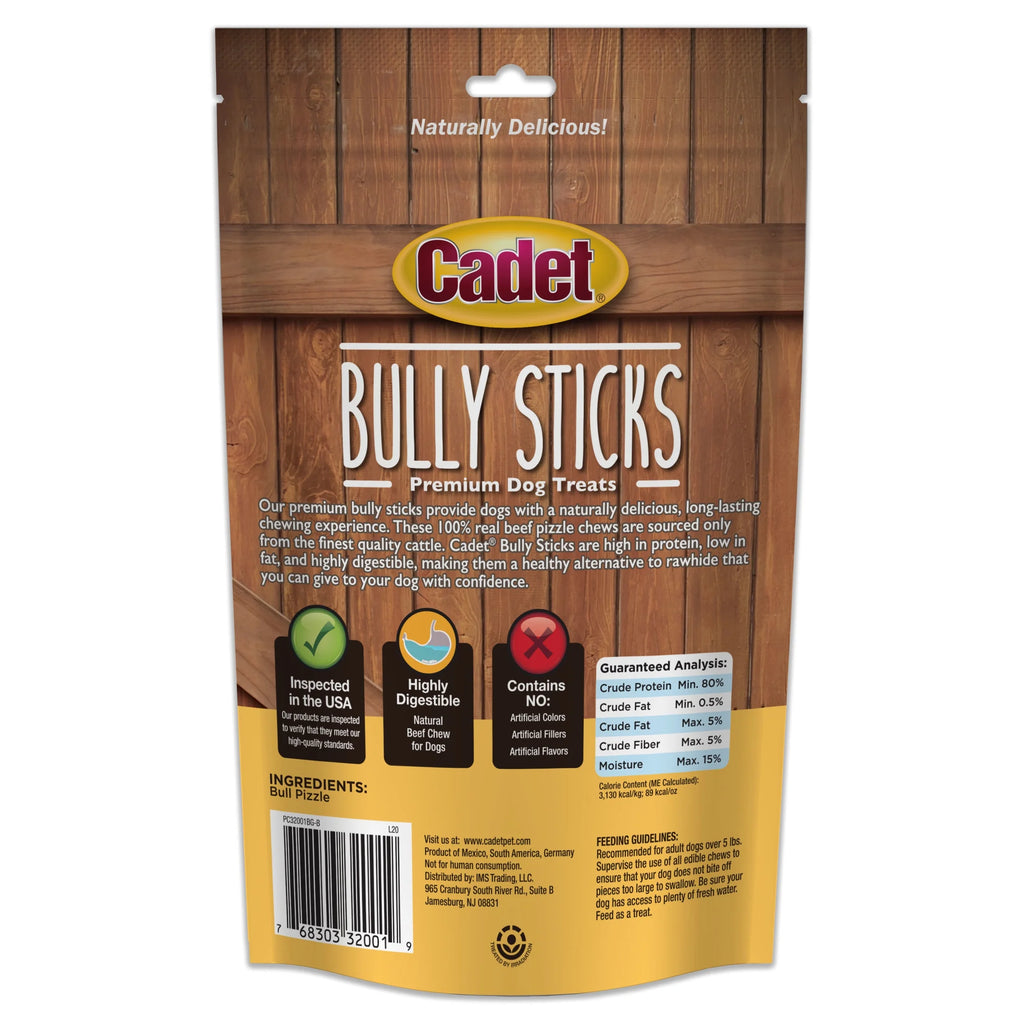 Irresistible Cadet Bully Stick Dog Chews - 5.2 Ounce Pack for Small Dogs
