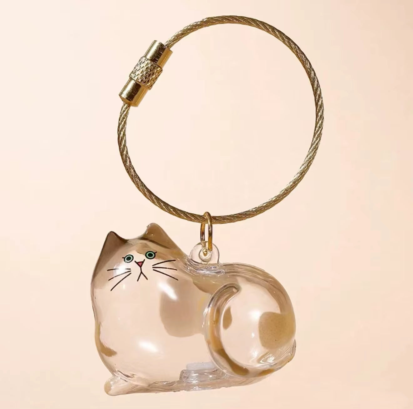 Charming Transparent Cat Hair Storage Keychain Pendant - Perfect Memorial Souvenir for Cat Lovers