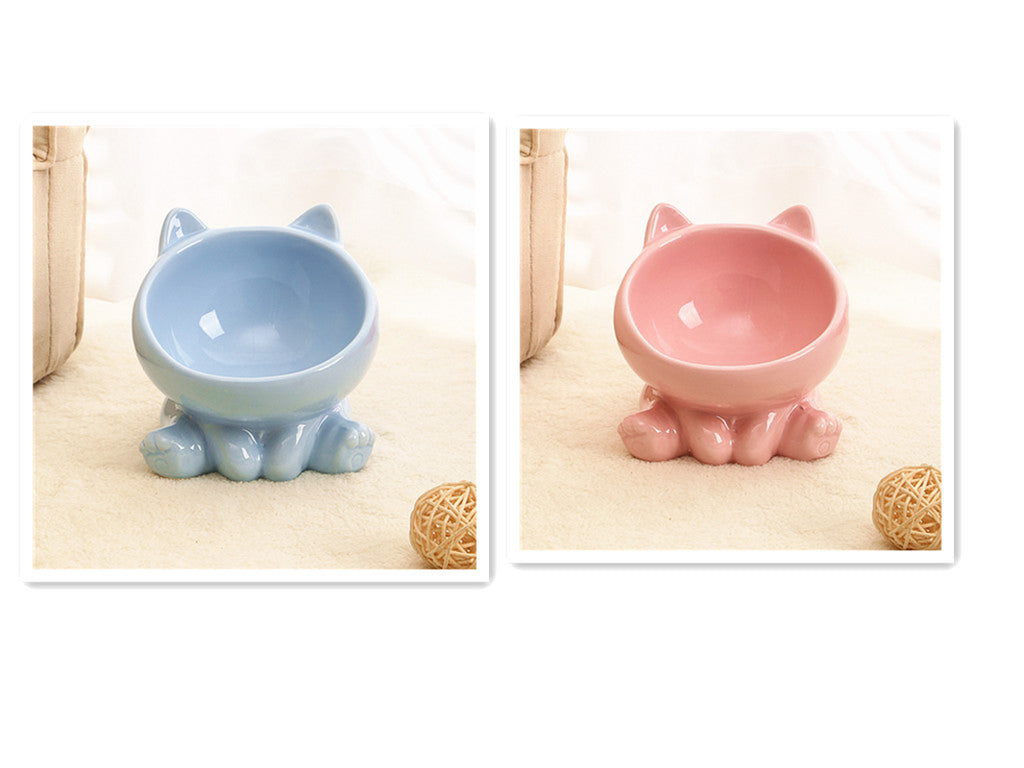 Stylish Ceramic Cat Bowl with Neck Guard - Perfect for Cats and Small Dogs