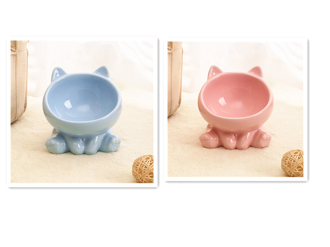 Stylish Ceramic Cat Bowl with Neck Guard - Perfect for Cats and Small Dogs