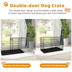 Premium 42 Inch Foldable Dog Crate with Double Doors - Durable Metal Wire Cage for Large Dogs, Ideal for Indoor and Outdoor Use, Complete with Removable Tray and Convenient Handle