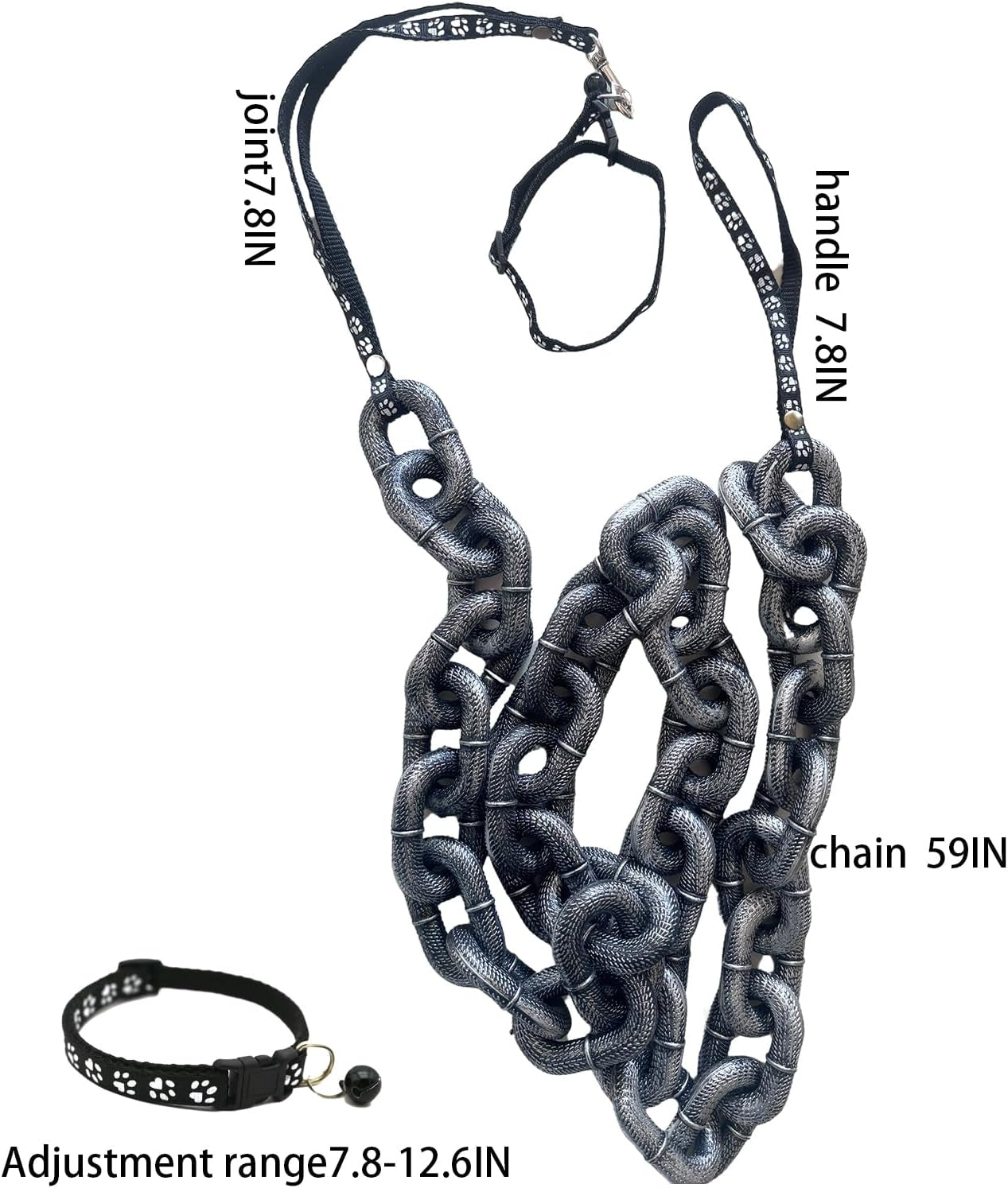 Funny Silvery Big Dog Chain Leash - Durable Plastic, 79" Long for Small Breeds like Chihuahua, Teddy Poodle, and Papillon