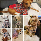 Charming Plaid Dog Hoodie - Cozy British Style Sweater with Leash Hole for All Breeds - Perfect Winter Apparel for Your Furry Friend in Beige, Medium Size