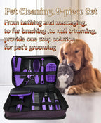 Cat Grooming Kit 9-Packs Kitten Puppy Grooming Kit for Dogs | Pet Dog Cat Rabbits Bath Grooming Tools Brush Kit Dog Nail Clippers and Cat Trimming Tools for Short Long Hair Dog Cat