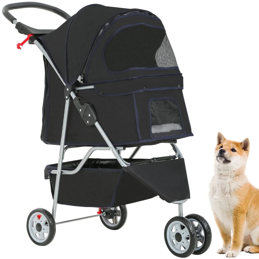 Luxurious 3-in-1 Pet Stroller - Travel-Ready Jogging Carrier for Small Pets