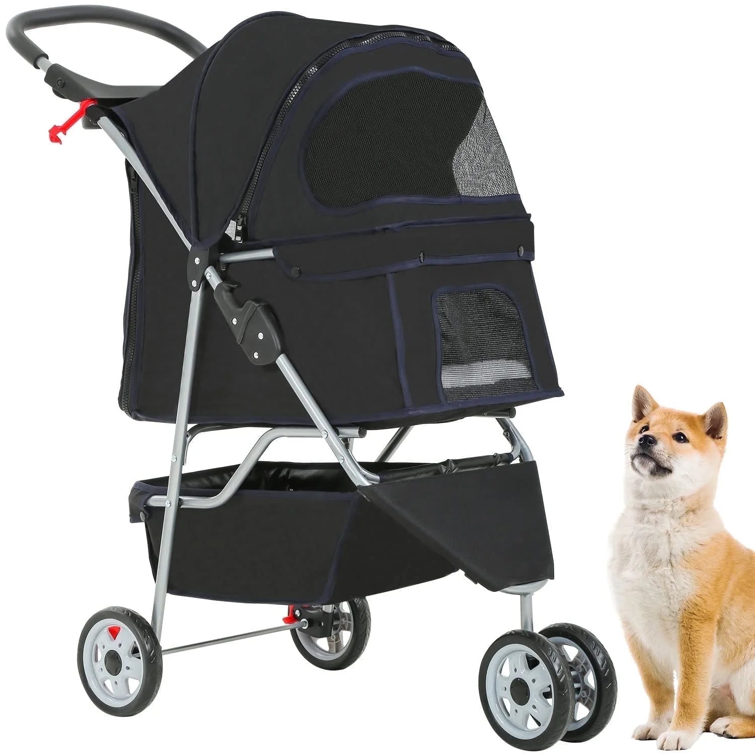 Luxurious 3-in-1 Pet Stroller - Travel-Ready Jogging Carrier for Small Pets