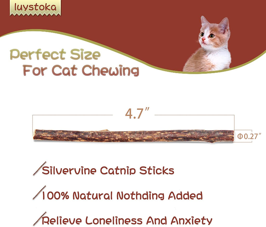 Exciting Silvervine Sticks for Cats - 10PCS of Natural Silvervine & Matatabi Catnip Chew Toys to Keep Your Kitty Active and Engaged