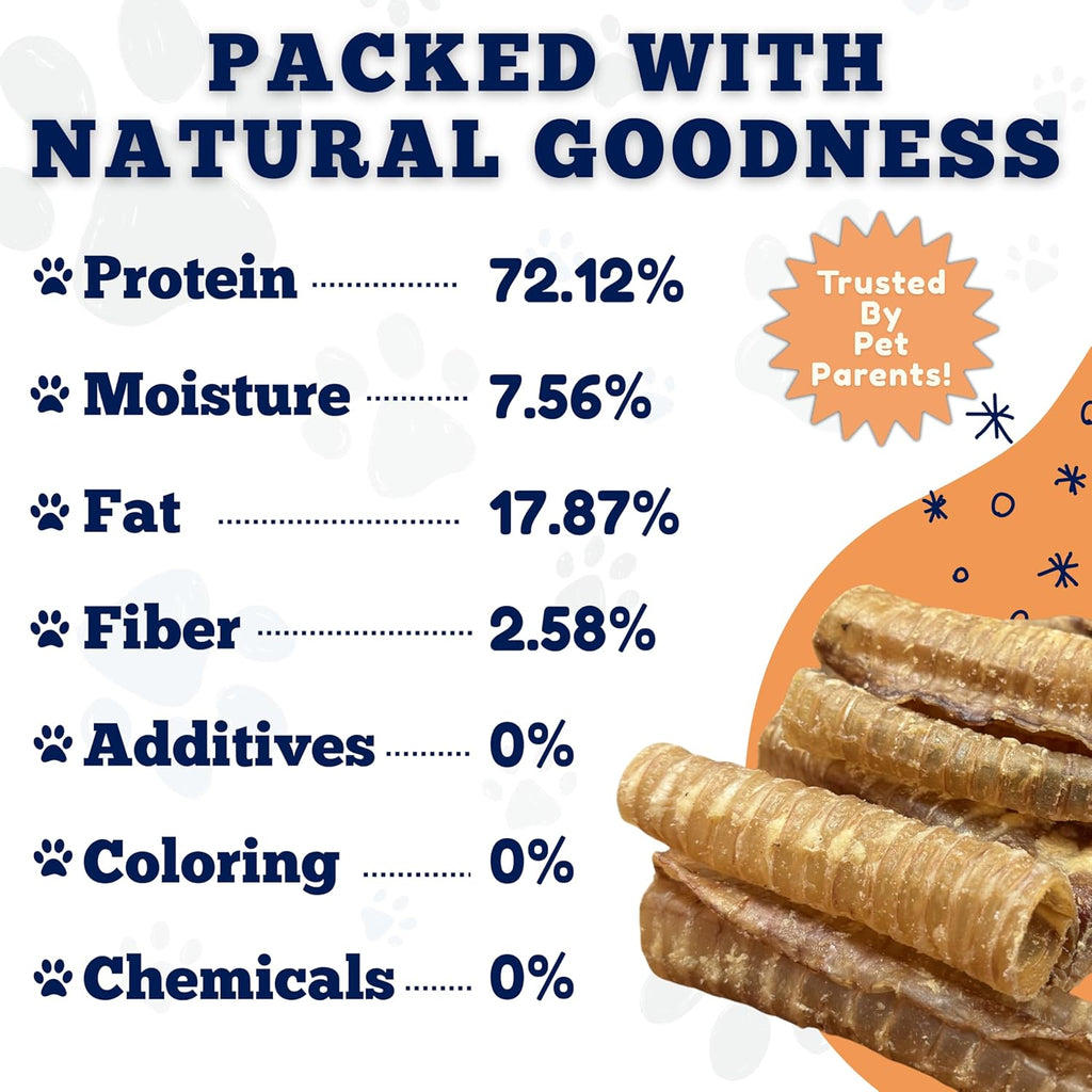 Indulge Your Pup with 6 Inch Beef Trachea Chews - 100 Count of Nutrient-Rich, Digestible Treats for Healthy Teeth and Joints!