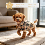 Charming Plaid Dog Hoodie - Cozy British Style Sweater with Leash Hole for All Breeds - Perfect Winter Apparel for Your Furry Friend in Beige, Medium Size