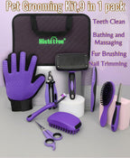 Cat Grooming Kit 9-Packs Kitten Puppy Grooming Kit for Dogs | Pet Dog Cat Rabbits Bath Grooming Tools Brush Kit Dog Nail Clippers and Cat Trimming Tools for Short Long Hair Dog Cat