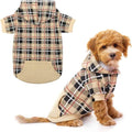 Charming Plaid Dog Hoodie - Cozy British Style Sweater with Leash Hole for All Breeds - Perfect Winter Apparel for Your Furry Friend in Beige, Medium Size