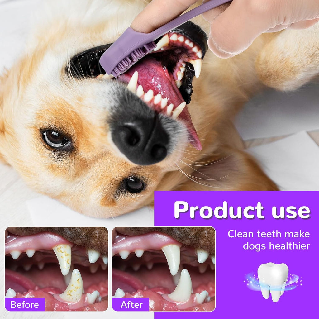 4 Pack Silicone Dog & Cat Finger Toothbrush Kit - Food Grade, Safe, Non-Toxic, Easy Teeth Cleaning, Prevents Bad Breath & Oral Inflammation