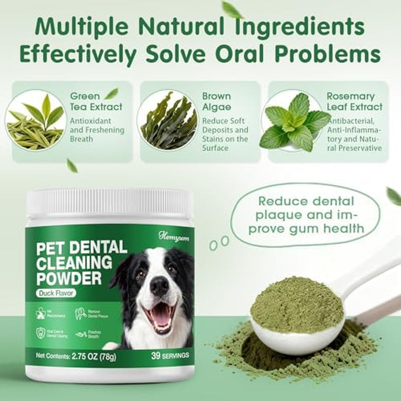 Revolutionary Dog & Cat Dental Powder - Natural Herbal Formula for Fresh Breath, Tartar & Plaque Reduction - No Brush Needed, Easy Pet Food Additive (2.75Oz)