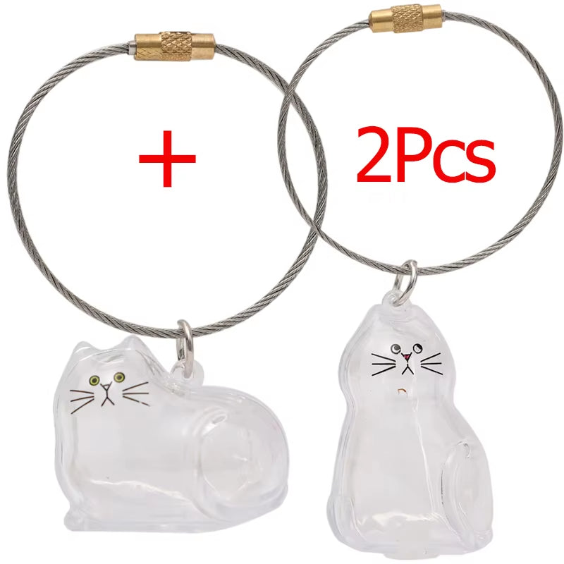 Charming Transparent Cat Hair Storage Keychain Pendant - Perfect Memorial Souvenir for Cat Lovers