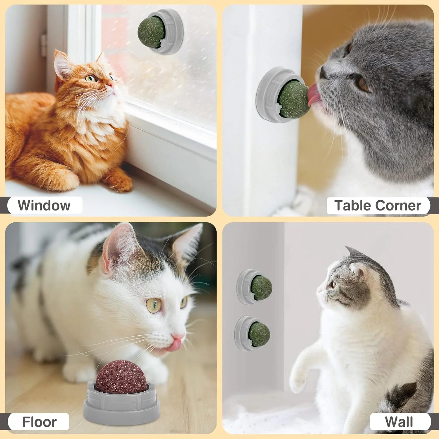 Exciting 3 Pack Catnip Balls - Edible Chew Toys for Cats, Safe Dental Treats for Kittens and Adult Cats, Interactive Wall Play!