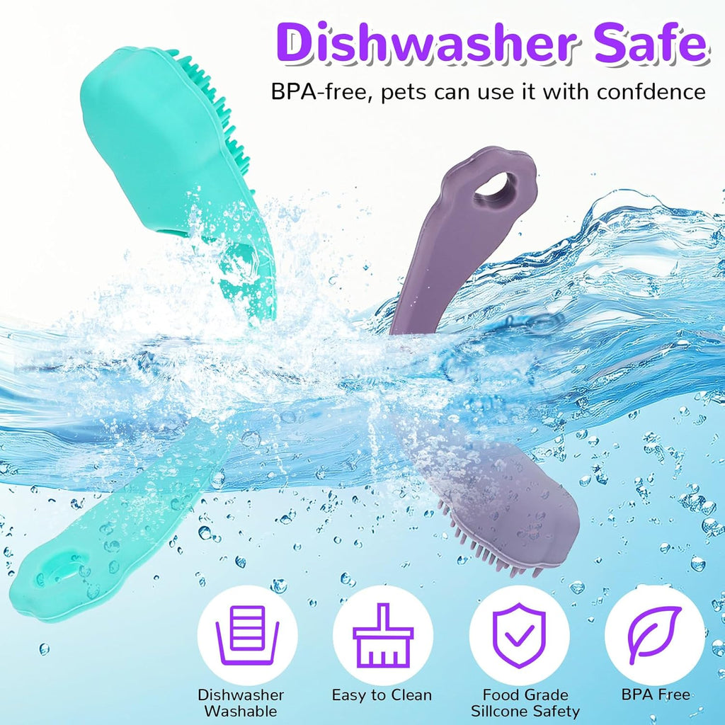 4 Pack Silicone Dog & Cat Finger Toothbrush Kit - Food Grade, Safe, Non-Toxic, Easy Teeth Cleaning, Prevents Bad Breath & Oral Inflammation