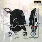 Luxurious 3-in-1 Pet Stroller - Travel-Ready Jogging Carrier for Small Pets