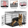 Premium 42 Inch Foldable Dog Crate with Double Doors - Durable Metal Wire Cage for Large Dogs, Ideal for Indoor and Outdoor Use, Complete with Removable Tray and Convenient Handle