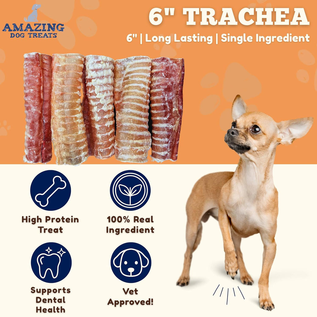 Indulge Your Pup with 6 Inch Beef Trachea Chews - 100 Count of Nutrient-Rich, Digestible Treats for Healthy Teeth and Joints!