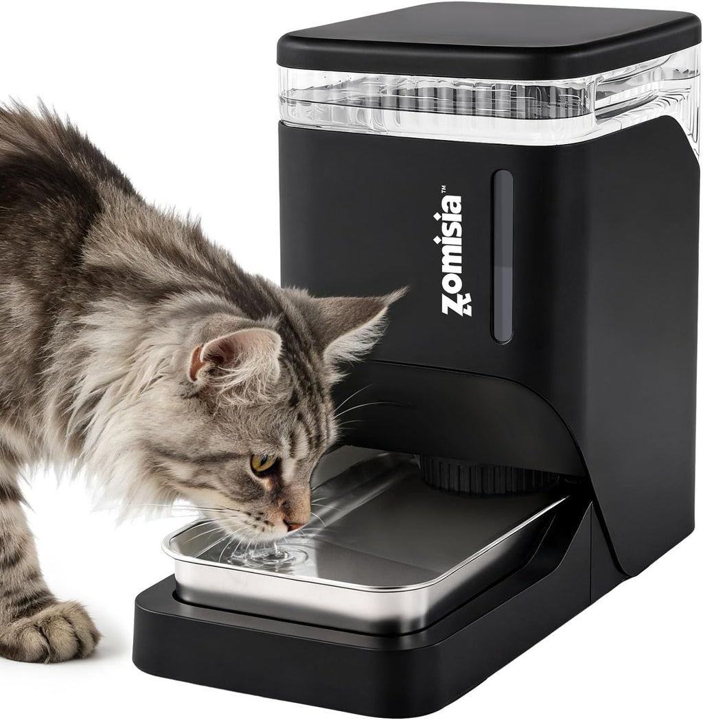 Automatic Dog Water Dispenser 6L with Stainless Steel Bowl, Automatic Water Bowl Dispenser for Cats, 1.6 Gallon Pet Waterer 100% BPA Free, Black