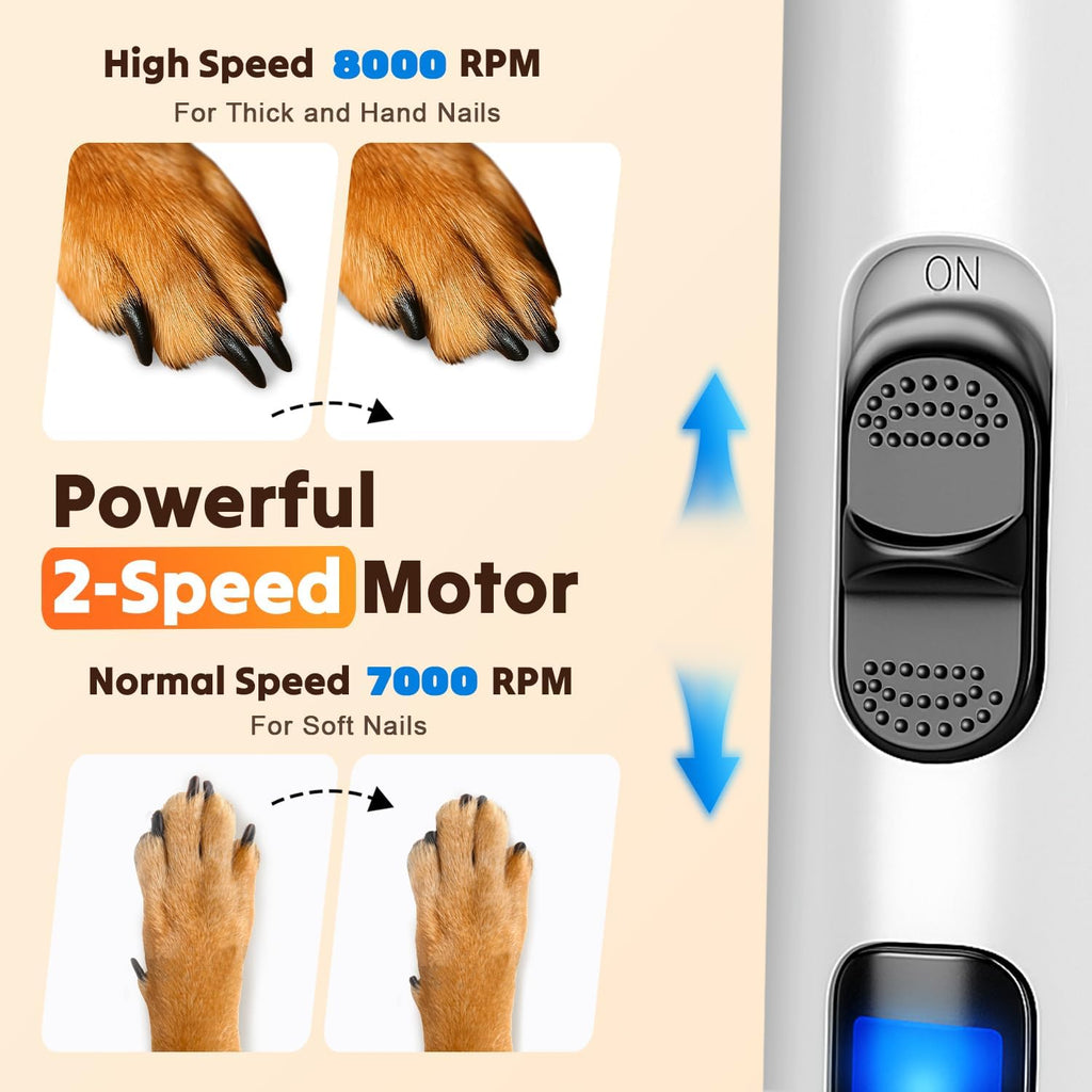 Silent Dog Nail Grinder, Whisper Quiet Claw Trimmer for Sensitive Pets, Safe & Stress-Free Nail Grooming for Dogs and Cats