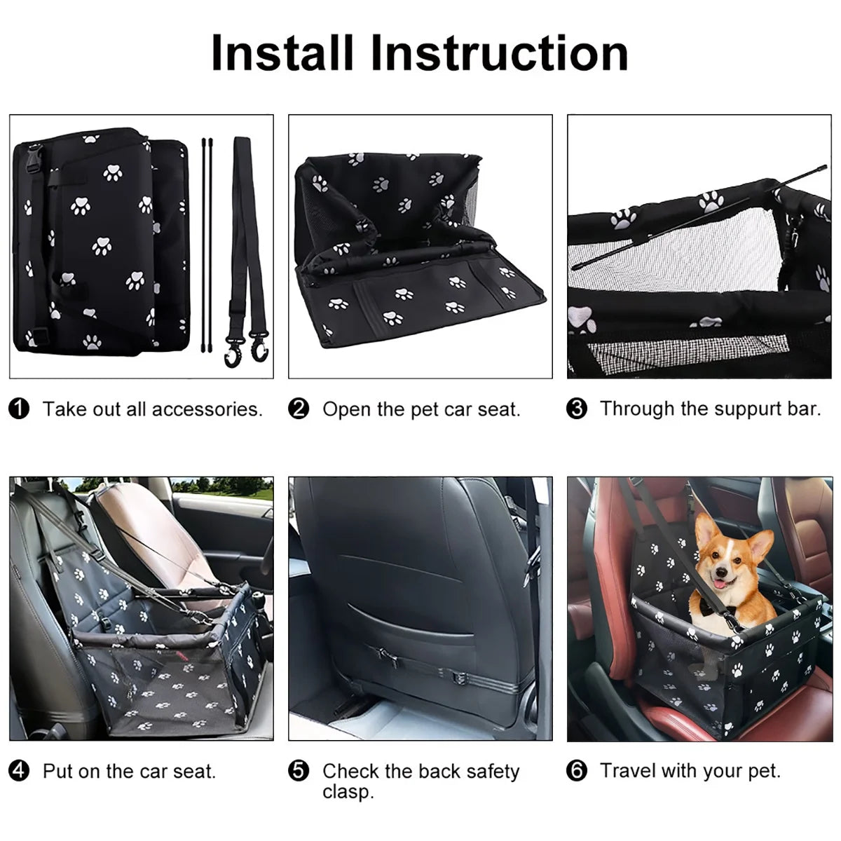 Ultimate Portable Dog Car Seat for Small Pets - Washable Booster Seat with Clip-On Leash for Safe Travel