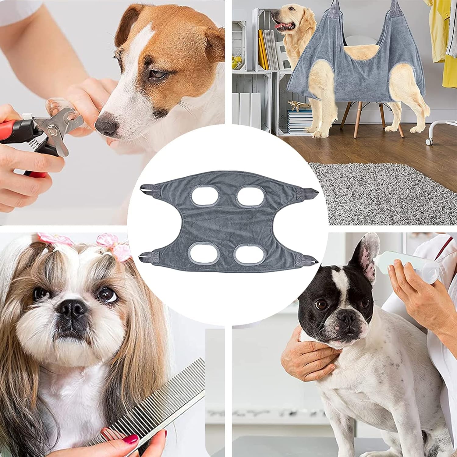 Ultimate Dog Grooming Hammock - The Perfect Pet Helper for Stress-Free Nail Trimming and Bathing (Medium, Grey)