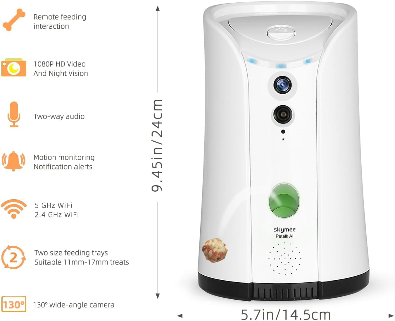 Petalk AI Dog Camera Automatic Treat Dispenser, 5G&2.4G Wifi HD Pet Camera, Remote Treat Tossing